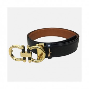 Salvatore Ferragamo 2019 Mens Gancio Buckle Leather Belt - 살바토레 페라가모 남성 간치오 버클 레더 벨트 Fer0212x.Size(3.5cm).블랙금장