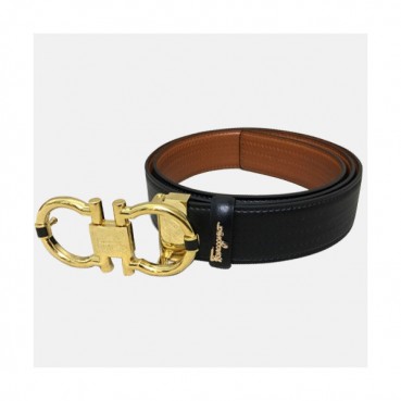 Salvatore Ferragamo 2019 Mens Gancio Buckle Leather Belt - 살바토레 페라가모 남성 간치오 버클 레더 벨트 Fer0211x.Size(3.5cm).블랙금장