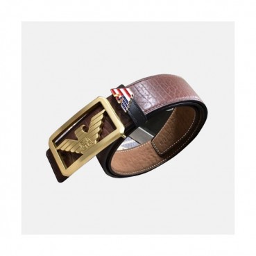 Armani 2019 Mens Signature Box Logo Buckle Reversible Leather Belt - 알마니 남성 신상 시그니처 박스 로고 버클 양면 레더 벨트 Arm0140x.Size(3.8cm).브라운금장