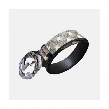 Gucci 2019 Mens GG Logo Steel Buckle Honeybee Leather Belt - 구찌 신상 남성 GG로고 스틸 버클 꿀벌 레더 벨트 Guc0806x.Size(3.8cm).그레이은장