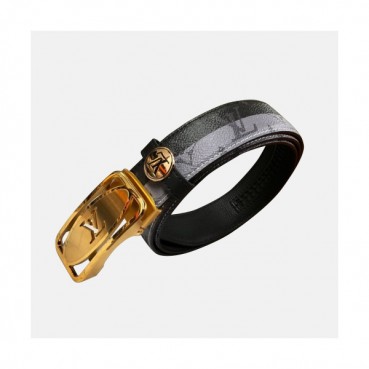 Louis vuitton 2019 Mens Signature Box Logo Automatic Buckle Leather Belt - 루이비통 남성 신상 시그니처 박스 로고 자동버클 레더 벨트 Lou0840x.Size(3.4cm).그레이금장