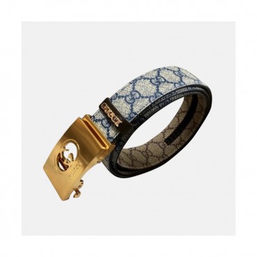 Gucci 2019 Mens Signature Box GG Logo Steel Aotomatic Buckle Leather Belt - 구찌 신상 남성 시그니처 박스 GG 로고 스틸 자동버클 레더 벨트 Guc0805x.Size(3.4cm).네이비금장