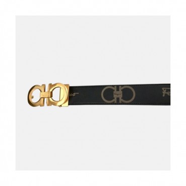 Salvatore Ferragamo 2019 Mens Gancini Buckle Leather Belt - 살바토레 페라가모 남성 간치니 버클 레더 벨트 Fer0207x.Size(3.5cm).블랙금장