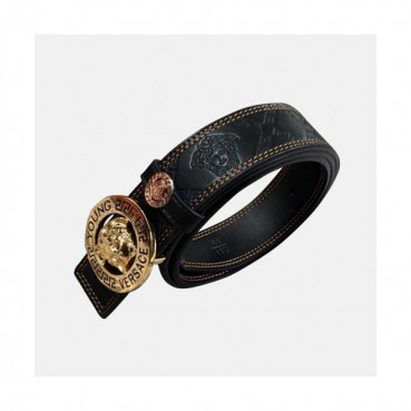 Versace 2019 Mens Palazzo Medusa Steel Buckle Leather Bellt - 베르사체 남성 메두사 스틸 버클 레더 벨트 Ver0152x.Size(3.8cm).블랙금장