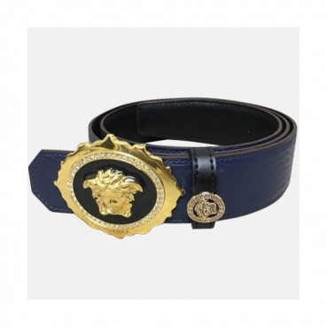 Verasace 2019 Mens Embellished Satin  Buckle Leather  Belt - 베르사체 남성 엠벨리쉬 새틴 버클 레더 벨트 Ver0148x.Size(3.8cm).블루금장