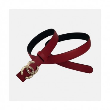 Chanel 2019 Ladies Classic CC Embellished Satin Buckle Leather Belt - 샤넬 여성 클랙식 CC 엠벨리쉬 새틴 버클 레더 벨트 Cnl0264x.Size(2.5cm).레드