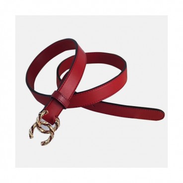 Chanel 2019 Ladies Classic CC Embellished Steel Buckle Leather Belt - 샤넬 여성 클랙식 CC 엠벨리쉬 스틸 버클 레더 벨트 Cnl0258x.Size(2.5cm).레드