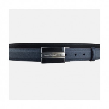 [매장판]Montblanc 2019 Mens Business Box Steel Buckle Leather Belt - 몽블랑 신상 남성 비지니스 박스 스틸 버클 레더 벨트 Mont0041x.Size(3.2cm).네이비은장