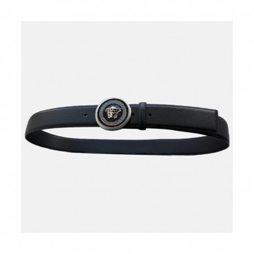 Versace 2019 Mens Palazzo Medusa Steel Buckle Leather Bellt - 베르사체 남성 메두사 스틸 버클 레더 벨트 Ver0139x.Size(3.8cm).블랙