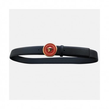 Versace 2019 Mens Palazzo Medusa Steel Buckle Leather Bellt - 베르사체 남성 메두사 스틸 버클 레더 벨트 Ver0138x.Size(3.8cm).블랙