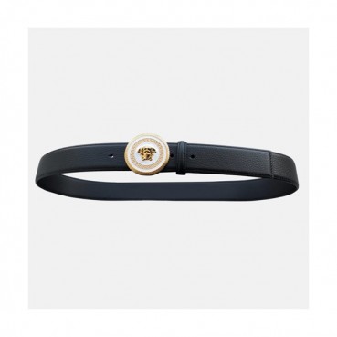 Versace 2019 Mens Palazzo Medusa Steel Buckle Leather Bellt - 베르사체 남성 메두사 스틸 버클 레더 벨트 Ver0137x.Size(3.8cm).블랙