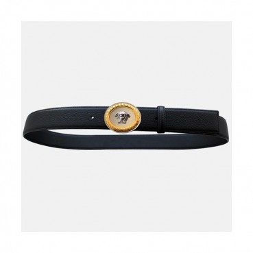 Versace 2019 Mens Palazzo Medusa Steel Buckle Leather Bellt - 베르사체 남성 메두사 스틸 버클 레더 벨트 Ver0136x.Size(3.8cm).블랙은장