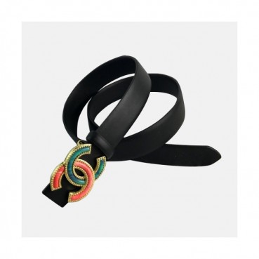 Chanel 2019 Ladies Classic CC Embellished Steel Buckle Leather Belt - 샤넬 여성 클랙식 CC 엠벨리쉬 스틸 버클 레더 벨트 Cnl0256x.Size(3.0cm).블랙