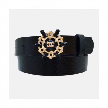 Chanel 2019 Ladies  Embellished Satin Juwel Buckle Leather Belt - 샤넬 여성 엠벨리쉬 새틴 쥬얼 버클 레더 벨트 Cnl0255x.Size(3.0cm).블랙