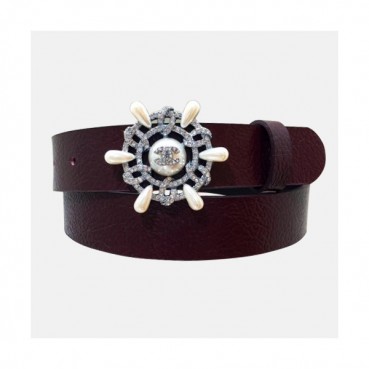 Chanel 2019 Ladies  Embellished Satin Juwel Buckle Leather Belt - 샤넬 여성 엠벨리쉬 새틴 쥬얼 버클 레더 벨트 Cnl0254x.Size(3.0cm).브라운