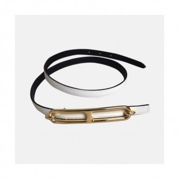 [매장판]Hermes 2019 Ladies Roulis 'H'Buckle Leather Belt - 에르메스 여성 H버클 레더 벨트 Her0140x.Size(1.3cm).화이트금장