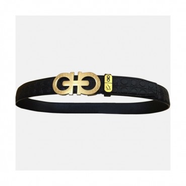Salvatore Ferragamo 2019 Mens Gancini Buckle Leather Belt - 살바토레 페라가모 남성 간치니 버클 레더 벨트 Fer0195x.Size(3.4cm).블랙금장