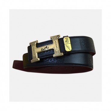 Hermes 2019 Mens Business Initial Logo Togo Leather Belt - 에르메스 남성 비지니스 이니셜 로고 토고 가죽 벨트 Her0137x.Size(3.4cm).블랙금장