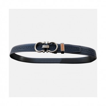 Salvatore Ferragamo 2019 Mens Gancini Buckle Leather Belt - 살바토레 페라가모 남성 간치니 버클 레더 벨트 Fer0189x.Size(3.5cm).네이비은장