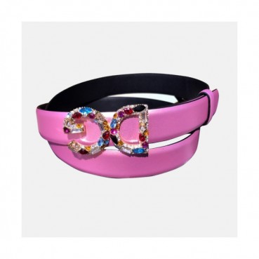 Dolce&Gabbana 2019 Ladies Initial Logo Embellished Satin Leather Belt - 돌체앤가바나 여성 이니셜 로고 엠벨리쉬 새틴 레더 벨트 Dol0158x.Size(2.5cm).핑크