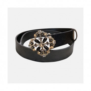 Chanel 2019 Ladies  Embellished Satin Juwel Buckle Leather Belt - 샤넬 여성 엠벨리쉬 새틴 쥬얼 버클 레더 벨트 Cnl0252x.Size(3.0cm).블랙