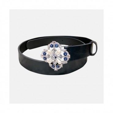 Chanel 2019 Ladies  Embellished Satin Juwel Buckle Leather Belt - 샤넬 여성 엠벨리쉬 새틴 쥬얼 버클 레더 벨트 Cnl0251x.Size(3.0cm).네이비
