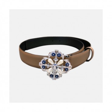 Chanel 2019 Ladies  Embellished Satin Juwel Buckle Leather Belt - 샤넬 여성 엠벨리쉬 새틴 쥬얼 버클 레더 벨트 Cnl0249x.Size(3.0cm).카키