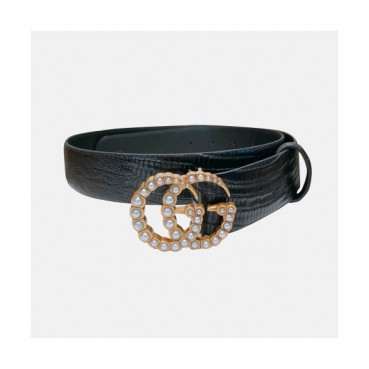 Gucci 2019 Ladies GG Preal Buckle Business Leather Belt - 구찌 신상 여성 GG 진주 버클 비지니스 레더 벨트 Guc0757x.Size(3.4cm).블랙금장