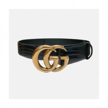 Gucci 2019 Ladies GG Buckle Business Leather Belt - 구찌 신상 여성 GG 버클 비지니스 레더 벨트 Guc0756x.Size(3.4cm).블랙금장