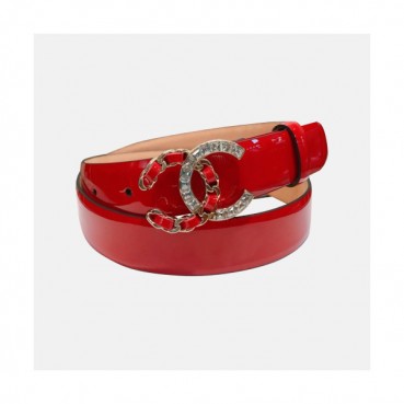 Chanel 2019 Ladies Classic CC Embellished Satin Buckle Leather Belt - 샤넬 여성 클랙식 CC 엠벨리쉬 새틴 버클 레더 벨트 Cnl0247x.Size(3.0cm).레드