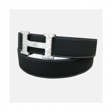 Hermes 2019 Mens Business Initial Logo Togo Leather Belt - 에르메스 남성 비지니스 이니셜 로고 토고 가죽 벨트 Her0132x.Size(3.8cm).블랙은장