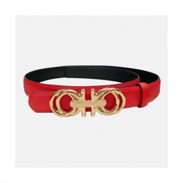 Salvatore Ferragamo 2019 Ladies Gancini Buckle Leather Belt - 살바토레 페라가모 여성 간치니 버클 레더 벨트 Fer0180x.Size(2.5cm).레드금장