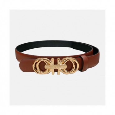 Salvatore Ferragamo 2019 Ladies Gancini Buckle Leather Belt - 살바토레 페라가모 여성 간치니 버클 레더 벨트 Fer0180x.Size(2.5cm).브라운금장