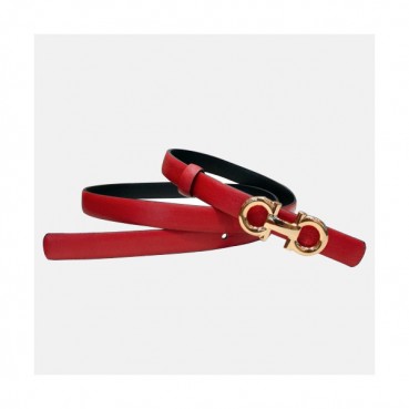 Salvatore Ferragamo 2019 Ladies Gancini Buckle Leather Belt - 살바토레 페라가모 여성 간치니 버클 레더 벨트 Fer0175x.Size(1.5cm).레드금장