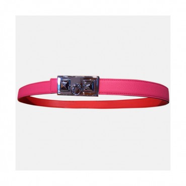 [매장판]Hermes 2019 Ladies Reversible Luck Stud EpsomLeather Belt - 에르메스 여성 리버서블 락스터드 엡솜 레더 벨트 Her0128x.Size(2.5cm).핑크은장