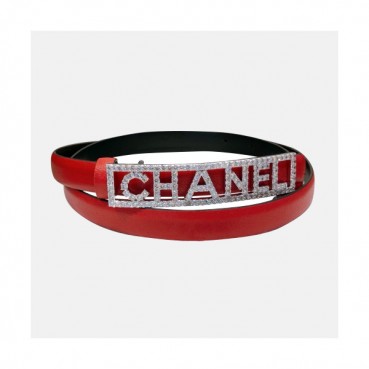 Chanel 2019 Ladies Classic CC Embellished Satin Buckle Leather Belt - 샤넬 여성 클랙식 CC 엠벨리쉬 새틴 버클 레더 벨트 Cnl0239x.Size(1.5cm).레드