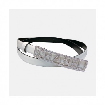 Chanel 2019 Ladies Classic CC Embellished Satin Buckle Leather Belt - 샤넬 여성 클랙식 CC 엠벨리쉬 새틴 버클 레더 벨트 Cnl0237x.Size(1.5cm).화이트