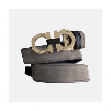Salvatore Ferragamo 2019 Mens Business Gancini Buckle Leather Belt - 살바토레 페라가모 남성 비지니스 간치니 버클 레더 벨트 Fer0167x.Size(3.5cm).그레이은장
