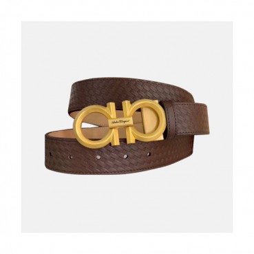 Salvatore Ferragamo 2019 Mens Business Gancini Buckle Leather Belt - 살바토레 페라가모 남성 비지니스 간치니 버클 레더 벨트 Fer0166x.Size(3.5cm).브라운금장