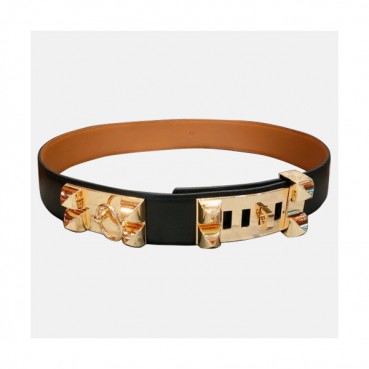 Hermes 2019 Ladies Luck Stud Leather Belt - 에르메스 여성 락스터드 레더 벨트 Her0124x.Size(4.5cm).블랙금장