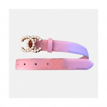 Chanel 2019 Ladies Classic CC Preal Buckle Leather Belt - 샤넬 여성 클랙식 CC 진주 버클 레더 벨트 Cnl0195x.Size(2.5cm).핑크
