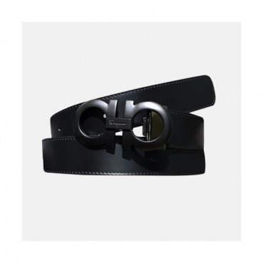 Salvatore Ferragamo 2019 Mens Box Gancini Leather Belt - 살바토레 페라가모 남성 간치니 레더 벨트 Fer0156x.Size(3.4cm).블랙