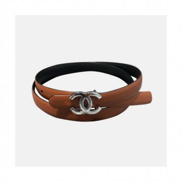 Chanel 2019 Ladies Classic CC Buckle Leather Belt - 샤넬 여성 클랙식 CC 버클 레더 벨트 Cnl0183x.Size(2.5cm).오렌지은장