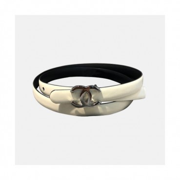 Chanel 2019 Ladies Classic CC Buckle Leather Belt - 샤넬 여성 클랙식 CC 버클 레더 벨트 Cnl0180x.Size(2.5cm).화이트은장