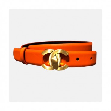 Chanel 2019 Ladies Classic CC Buckle Leather Belt - 샤넬 여성 클랙식 CC 버클 레더 벨트 Cnl0176x.Size(2.5cm).오렌지