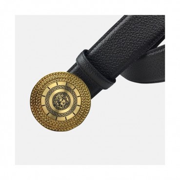Versace 2019 Mens Palazzo Medusa Steel Buckle Leather Bellt - 베르사체 남성 메두사 스틸 버클 레더 벨트 Ver0126x.Size(3.5cm).블랙금장