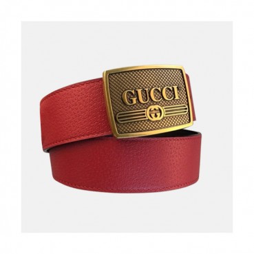 [매장판]Gucci 2019 MM/WM Box Logo Buckle Leather Belt - 구찌 남자 박스 로고 버클 레더 벨트 Guc0705x.Size(4.0cm).레드금장