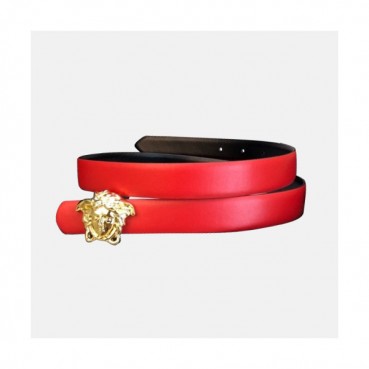 Versace 2019 Collection Ladies Medusa Steel Buckle Leather Belt- 베르사체 컬렉션 여성 메두사 스틸 버클 레더 벨트 Ver0123x.Size(2.5cm).레드
