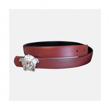 Versace 2019 Collection Ladies Medusa Steel Buckle Leather Belt- 베르사체 컬렉션 여성 메두사 스틸 버클 레더 벨트 Ver0121x.Size(2.5cm).버건디
