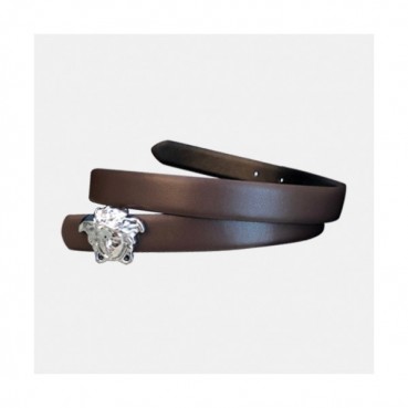 Versace 2019 Collection Ladies Medusa Steel Buckle Leather Belt- 베르사체 컬렉션 여성 메두사 스틸 버클 레더 벨트 Ver0120x.Size(2.5cm).브라운